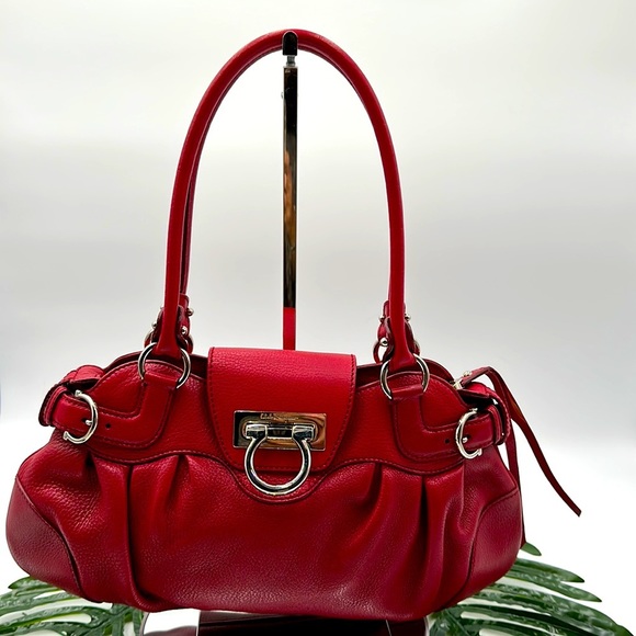 Salvatore Ferragamo Handbags - SALVATORE Ferragamo Red Full Sheep Leather Marisa Handbag Excellent Condition